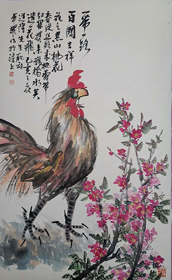 杨华耀作品 《一带一路百国吉祥花之黑山桃花》